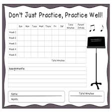 Instrumental Monthly Music Practice Chart