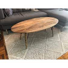 Metal elements are powder coated and protected from rust. West Elm Graphica Oval Coffee Table In Raw Mango Aptdeco