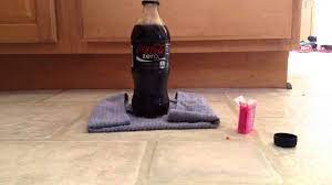 One of the famous examples is to add mentos in a bottle of the carbonated drink to make it look like it's exploding. Awesome Coke Explosion Without Mentos Youtube