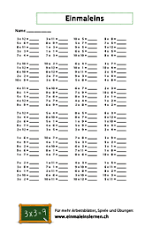 Materialien zum schriftlichen multiplizieren und dividieren. Einmaleins Uben Mit Arbeitsblattern Zum Ausdrucken