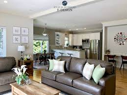Best neutral paint color palettes for your entire house. Oak Kitchen Cabinets Open Layout Living Dining Benjamin Moore Pashmina And Edgecomb Gray Greige Living Room Painting Kitchen Cabinets Interior Paint Colors