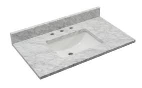 They are made of durable, high shine vitreous china and feature a rear overflow. Tuscany 37 X 22 Carrara Marble Vanity Top With Wave Rectangular Undermount Bowl At Menards