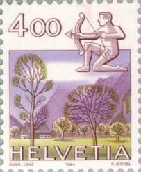 Stamp Sagittarius Glarner Landscape Switzerland Zodiac Signs And Landscapes Mi Ch 1265 Sn Ch 728 Yt Ch 1194 Sg Ch 1044 Afa Ch Zodiac Signs Stamp Zodiac