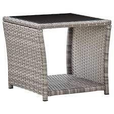 Natural white wash cristina metal coffee table item: Vidaxl Coffee Table Grey 45x45x40 Cm Poly Rattan And Glass Grey