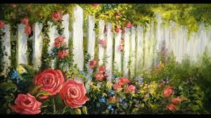 Our original fence was built with posts and crosspieces like a traditional picket fence. Rose Garden Fence Oil Painting Demo Youtube