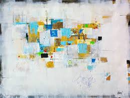 A Large Modern Abstract Painting In Distressed White Earth Yellow Blues And A Hint Of Green Red It Als Contemporary Art Canvas Modern Painting Ikat Painting