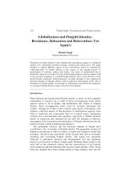 Pdf Globalisation And Punjabi Identity Resistance Relocation And Reinvention Yet Again
