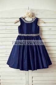 Beaded Navy Blue Taffeta Flower Girl Dress Flower Girl Dresses Taffeta Girls Dresses Frocks For Girls