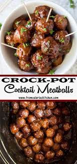 These Crock Pot Cocktail Meatballs Simmer Away In A Sweet And Tangy Sauce In Your Slow Cooker And Cocktail Meatballs Meat Appetizers Meatball Appetizer Recipe