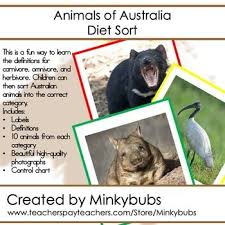 Carnivores Omnivores Herbivores Australia Oceania Sorting Cards Control Chart Australia Animals Animals Animal Activities