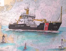 Us Coast Guard Buoy Tender Ida Lewis Cathy Peek Nautical Chart Map Art