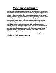 Folio yang ini amat penting buat saya dan sebahagian daripada kerja khusus subjek. Penghargaan Folio