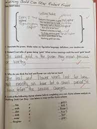 Alreem S E Portfolio English Nothing Gold Can Stay Poem Worksheet Poems Nothing Gold Can Stay Couplet