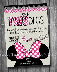 Minnie Mouse Birthday Ideas For 2 Year Old Daughter Oh Twodles Invitations Free Thank You Cards Toodles Minnie Etsy Twodles Birthday Minnie Mouse Party 2nd Birthday Parties