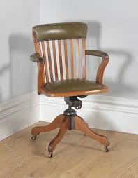 Edwardian Oak Green Leather Revolving Desk Chair Antiques Atlas Vintage Office Chair Antique Chairs Chair