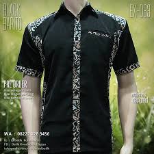 Seragam Batik Baju Batik Kombinasi Hitam Black Barito Ex 033 Kemeja Pria Model Baju Pria Pakaian Pria