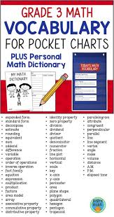 Help Your Students Learn Important Math Vocabulary With This Set Of 3rd Grade Math Vocabulary For Pocket C Math Vocabulary 3rd Grade Math Math Vocabulary Games