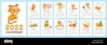Cute Tigers 2022 Calendar, Chinese New Year Tiger Symbol. Cartoon Happy  Baby Animal Characters In Different Months Planner Vector Template.  Adorable Feline Cubs Seasonal Printable Pages Stock Vector Image & Art -  Alamy