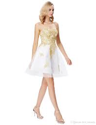 Grace Karin Short White Cocktail Prom Dresses Sweetheart Gold Appliques Formal Dresses Cocktail Jurk Tulle Coctail Dresses Dh374 Prom Dress Shops Prom