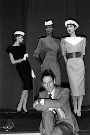 Marc Bohan for Christian Dior Spring 1983 Ready to Wear Advance Marc Bohan's  celebrates his 25th anniversary at Dior. Portrait of designer Marc Bohan  and models. Marc Bohan discontinues designing ready