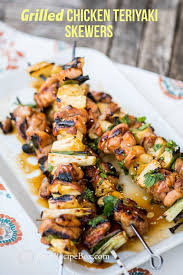 Chicken Teriyaki Skewers Recipe With Grilled Pineapple And Veggies