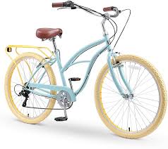 Amazon Com Sixthreezero Around The Block Women S 26 7 Speed New Beach Cruiser Bicycle With Rear Rack Sky Mari In 2020 Bicycle Beach Cruiser Bicycle Cruiser Bicycle