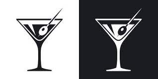 Vector Martini Glass Icon Two Tone Version On Black And White Black And White Background Martini Martini Glass