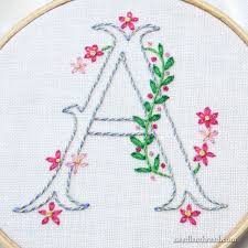 Printed letters are fairly easy to figure out, but i like to use a lot of script lettering in my embroidery patterns. Sweet Simple Embroidery A Delicate Easy Monogram Sewing Embroidery Designs Simple Embroidery Embroidery Patterns