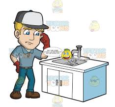 A Man Having Problems With A Leaky Faucet – Clipart Cartoons By ...