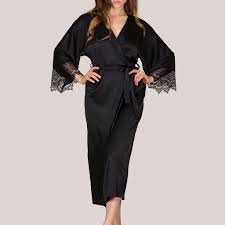 Ce modèle en soie pure au fini froissé est fabriqué en italie. Peignoir Long En Satin De Soie Pour Femmes Deco En Dentelle Kimono Peignoir De Bain Pour Femmes Grande Taille Xxxl Peignoir Femme Sexy Aliexpress