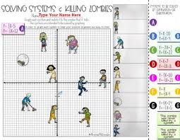 Graphing lines and killing zombies ~ graphing in slope intercept form activity (teacherspayteachers.com) zombies & graphing lines sounds like fun! Solving Systems Of Equations By Graphing Activity Zombies Tpt