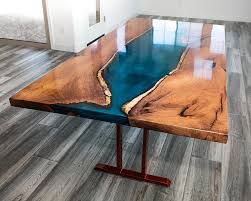 Mesquite Live Edge Modern Vibrant Blue Resin River Dining Table Live Edge Dining Table Live Edge Conference Table Live Edge Table