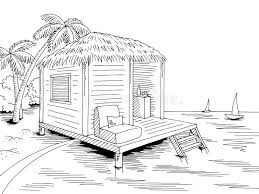 New arts & crafts homes. Bungalow Hut House Coast Beach Graphic Black White Sea Landscape Sketch Illustration Vector Stock Vector Illustration Of Coloring Exterior 137490787