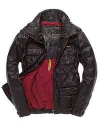 Mens Brad Leather Jacket In Black Superdry