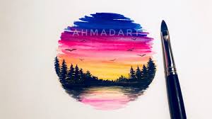 How to paint a sunset with watercolors. Sunset Forest Watercolor Tutorial For Beginners Youtube Drawing Sunset Watercolour Tutorials Watercolor Sunset