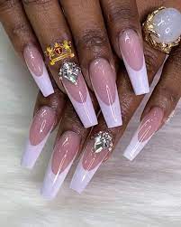 Pin By Tia S Ultimate Closet On Nails Inspiration Pink White Nails Long Acrylic Nails Coffin Pink Acrylic Nails