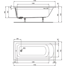 45 cm, raumecke links k275801 ideal standard hotline neu.din en 14516, din en 232,. Ideal Standard Acryl Badewanne Hotline 170x75cm Korperformwanne 181