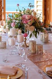 Modern christmas decor is very popular right now, and this gold christmas table from inspired by this embraces both modern and traditional aesthetics. Blush Rose Gold Sequin Table Runners Lisa Ryan Villa Estrella Mar Best Wedding Photography Gold Wedding Centerpieces Rose Gold Table Rose Gold Centerpiece