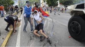 Image result for Armoured vehicle hits Venezuelan protesters