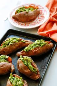 Add basil, 1/3 cup olive oil, walnuts, garlic, and salt & pepper to a blender. Pesto Chicken Stuffed Sweet Potatoes The Farm Girl Gabs