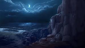 Art Night Sea Cliffs Coast Month Clouds Painting Artwork Storm Waves Wallpapers Hd Desktop And Mobile Backgrounds No program windows block it from view. art night sea cliffs coast month