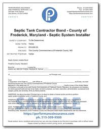 Overseeing 21 licensing boards, commissions and programs appointed by the governor, the division of occupational and professional licensing is responsible for regulating the activities of more than. Septic Tank Contractor Bond County Of Frederick Maryland Septic System Installer Bond