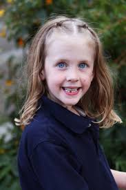 Brown hair & blue eyes. Portrait Of A Young Girl