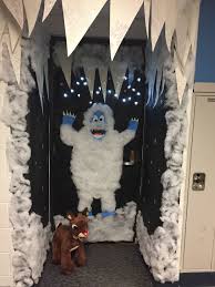 Christmas Door Abominable Snowman Battery Powered Snow Flake Lights Behind Bla Office Christmas Decorations Christmas Classroom Door Holiday Door Decorations