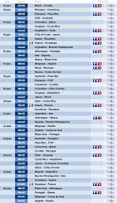 Les équipes qualifiées pour la coupe du monde édition 2018 sont réparties dans 8 différents groupes de la manière suivante : Le Calendrier Tele Des Matches De La Coupe Du Monde 2014 Le Blog De Ramzi