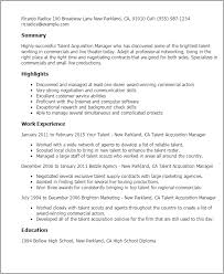 1 Talent Acquisition Manager Resume Templates Try Them Now Myperfectresume
