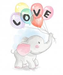 Cartoon Elephant Holding Love Balloons Baby Elephant Drawing Cartoon Elephant Cute Elephant Drawing