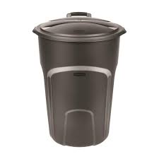 Rubbermaid Roughneck 32 Gal Easy Out Wheeled Trash Can In Black With Lid 2012264 The Home Depot Trash Can Rubbermaid Garbage Waste