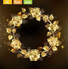 Black Background With Rose Gold Border Wreath Of Gold Roses Vintage Paper Background Gold Frame Rose Frame