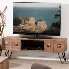 Meuble Tv 131cm Bois Pin Recycle 2 Tiroirs 1 Niche Style Industriel Apothicaire Atelier Meuble Tv Industriel Meuble Tv Meuble Tv Roulettes